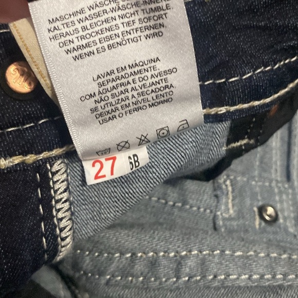 MISS ME SKINNY DARK WASH JEANS SADDLE STITCH POCKET RED,WHITE AND BLUE SZ 27 - Picture 12 of 14